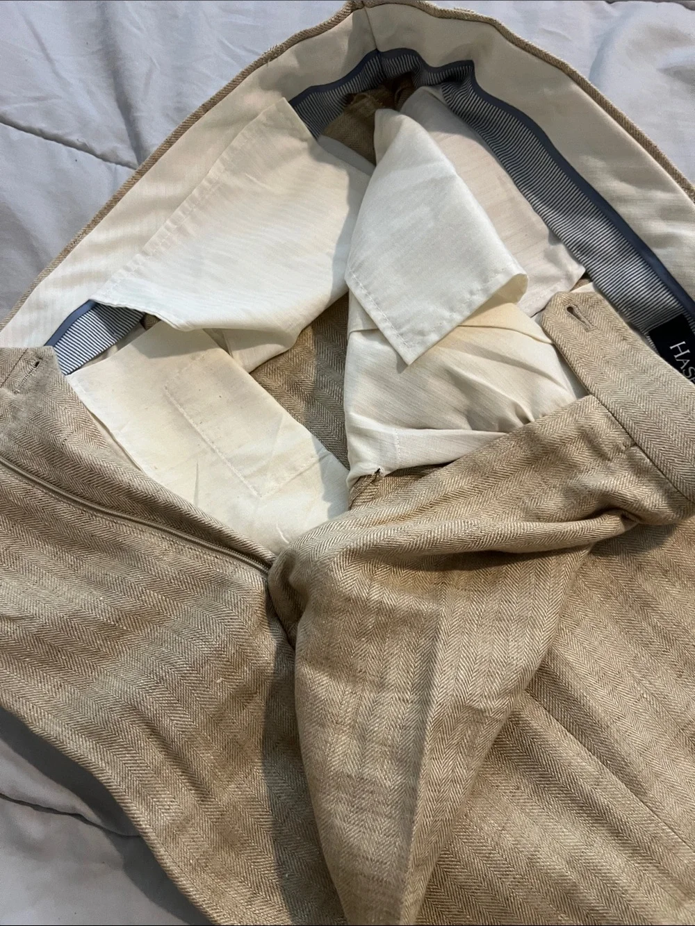 HASPEL Men's Linen Blend Tan Dress Pants